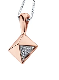 10K Yellow Gold Geometric Diamond Pendant 0.01cttw