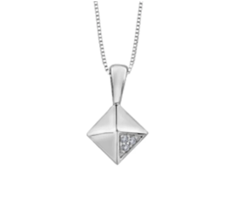 10K Yellow Gold Geometric Diamond Pendant 0.01cttw
