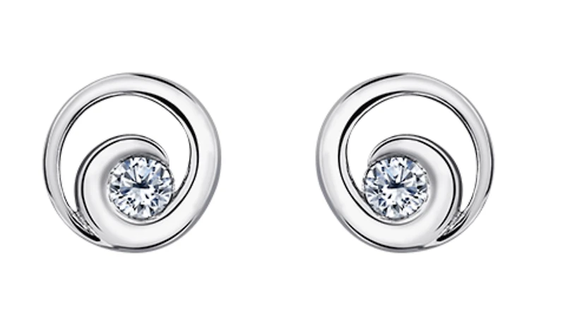 14K White Gold 0.12 Carat Total Diamond Stud Earrings