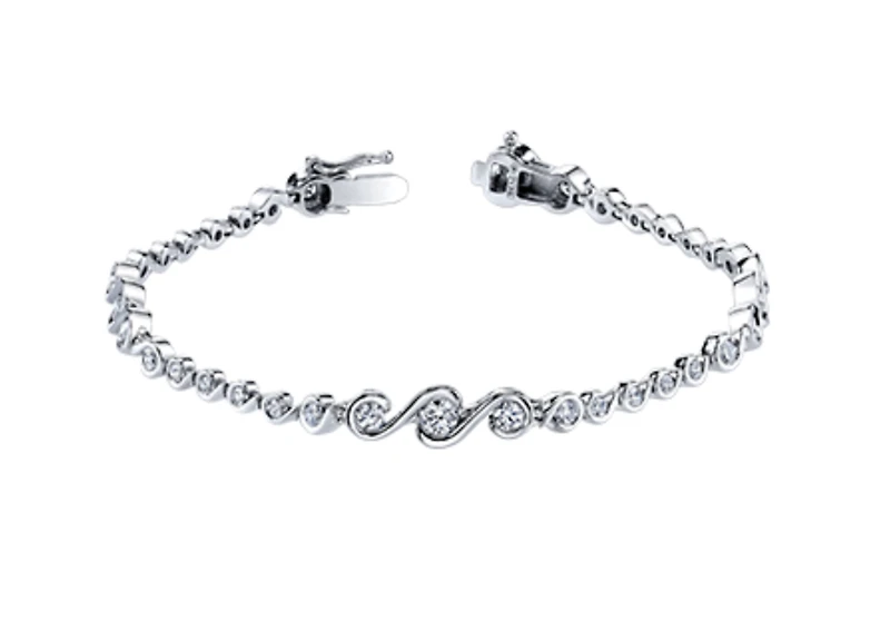 18Kt White Gold & Palladium Alloy (hypoallergenic)  2.50cttw Diamond Tennis Bracelet, 7"