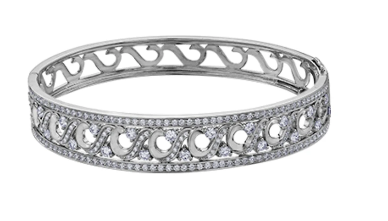 18Kt White Gold & Palladium Alloy (hypoallergenic)  2.52cttw Diamond Bangle, 7"