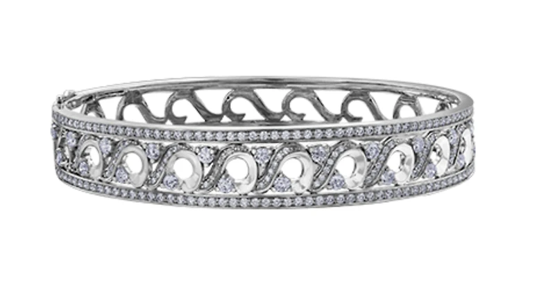 18Kt White Gold & Palladium Alloy (hypoallergenic)  2.52cttw Diamond Bangle, 7"