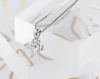 18K White Gold & Palladium Alloy (hypoallergenic) Princess Diamond Necklace - / Carat Weight