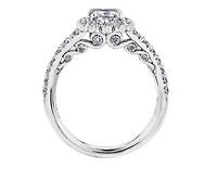 18K White Gold/Palladium Alloy (hypoallergenic) 1.10-1.70cttw Cushion Flower Halo Diamond Ring - Gold / 1.10 Carat Total