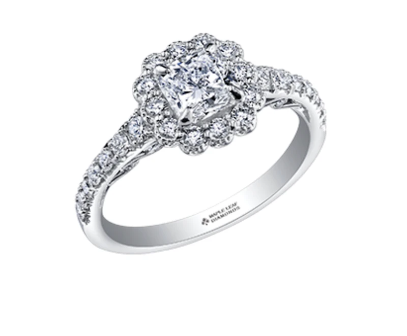 18K White Gold/Palladium Alloy (hypoallergenic) 1.10-1.70cttw Cushion Flower Halo Diamond Ring - Gold / 1.10 Carat Total