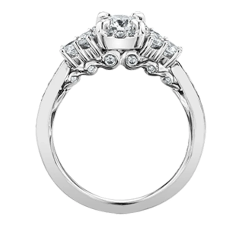 18K White Gold/Palladium Alloy (hypoallergenic) 1.00cttw Halo & Channel Set Diamond Ring - Gold /