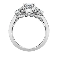 18K White Gold/Palladium Alloy (hypoallergenic) 1.00cttw Halo & Channel Set Diamond Ring - Gold /