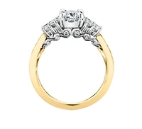 18K White Gold/Palladium Alloy (hypoallergenic) 1.00cttw Halo & Channel Set Diamond Ring - Gold /