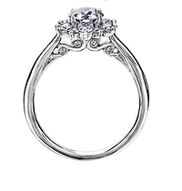 18K White Gold/Palladium Alloy (hypoallergenic) 0.60-1.66cttw Round Brilliant Flower Halo Diamond Ring - Gold / 0.60 Carat Total
