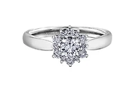 18K White Gold/Palladium Alloy (hypoallergenic) 0.60-1.66cttw Round Brilliant Flower Halo Diamond Ring - Gold / 0.60 Carat Total