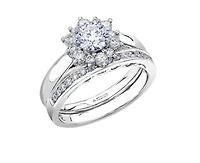 18K White Gold/Palladium Alloy (hypoallergenic) 0.60-1.66cttw Round Brilliant Flower Halo Diamond Ring - Gold / 0.60 Carat Total