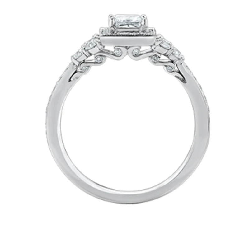 18K White Gold/Palladium Alloy (hypoallergenic) 1.00cttw Princess Halo Diamond Ring - Gold /