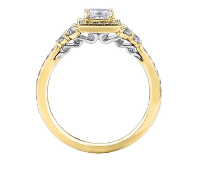 18K White Gold/Palladium Alloy (hypoallergenic) 1.00cttw Princess Halo Diamond Ring - Gold /