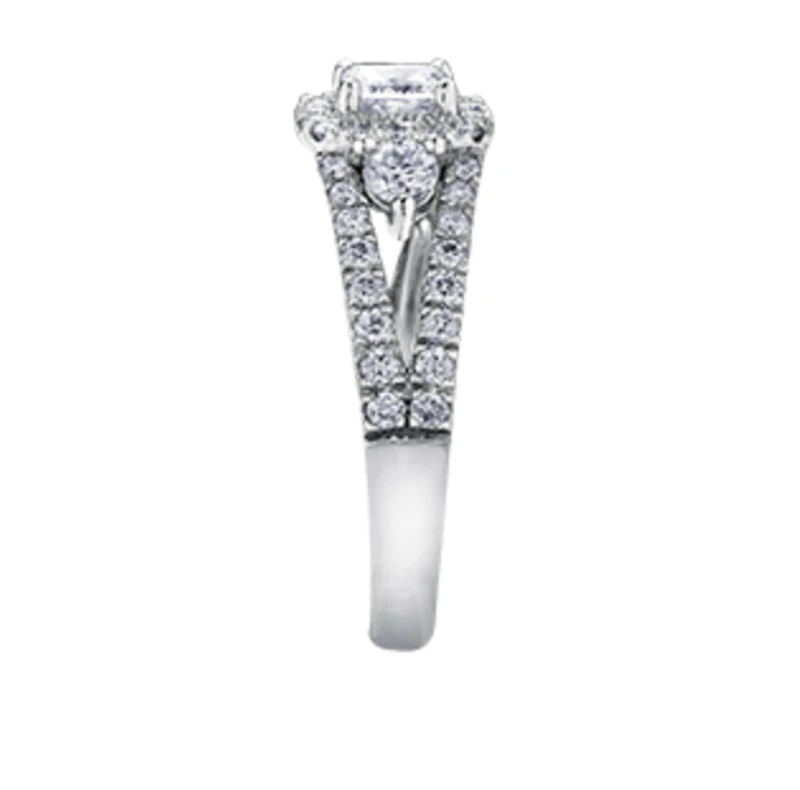 18K White Gold/Palladium Alloy (hypoallergenic) 1.60cttw Princess Halo Diamond Ring - Gold /