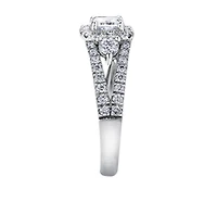 18K White Gold/Palladium Alloy (hypoallergenic) 1.60cttw Princess Halo Diamond Ring - Gold /