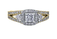 18K White Gold/Palladium Alloy (hypoallergenic) 1.60cttw Princess Halo Diamond Ring - Gold /