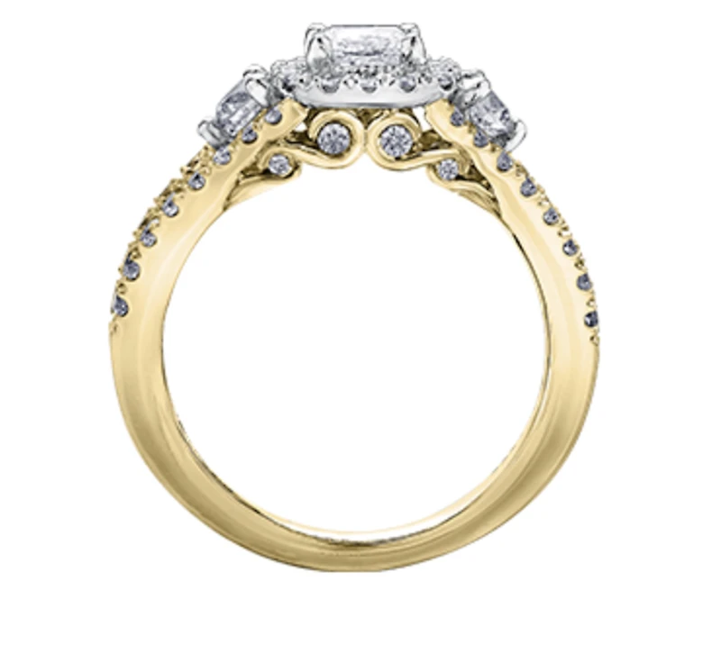 18K White Gold/Palladium Alloy (hypoallergenic) 1.60cttw Princess Halo Diamond Ring - Gold /