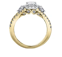 18K White Gold/Palladium Alloy (hypoallergenic) 1.60cttw Princess Halo Diamond Ring - Gold /