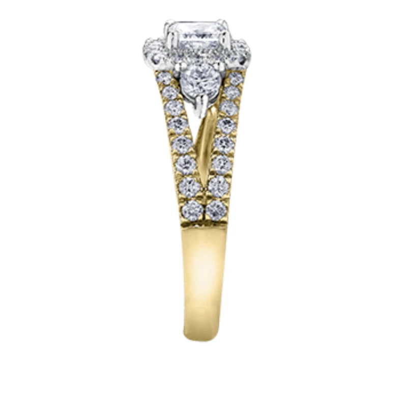 18K White Gold/Palladium Alloy (hypoallergenic) 1.60cttw Princess Halo Diamond Ring - Gold /