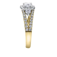 18K White Gold/Palladium Alloy (hypoallergenic) 1.60cttw Princess Halo Diamond Ring - Gold /
