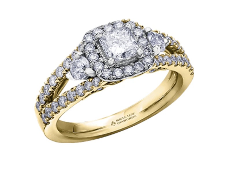 18K White Gold/Palladium Alloy (hypoallergenic) 1.60cttw Princess Halo Diamond Ring - Gold /