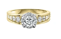 18K White Gold/Palladium Alloy (hypoallergenic) Halo & Channel Set Diamond Ring - Gold /