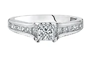 18K White Gold/Palladium Alloy (hypoallergenic) 1.21cttw Princess Channel Set Diamond Ring - Gold /