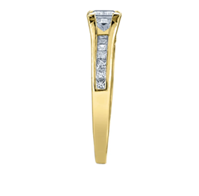 18K White Gold/Palladium Alloy (hypoallergenic) 1.21cttw Princess Channel Set Diamond Ring - Gold /
