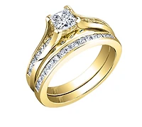 18K White Gold/Palladium Alloy (hypoallergenic) 1.02cttw Princess Channel Set Diamond Ring - Gold /