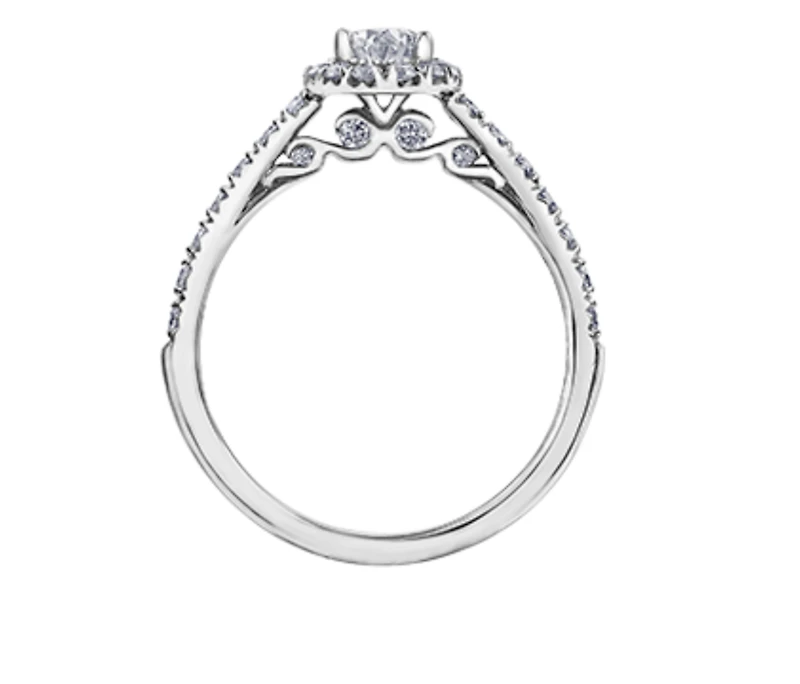 18K White Gold/Palladium Alloy (hypoallergenic) 1.00cttw Oval Shape Halo Diamond Ring - Gold /