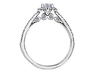 18K White Gold/Palladium Alloy (hypoallergenic) 1.00cttw Oval Shape Halo Diamond Ring - Gold /