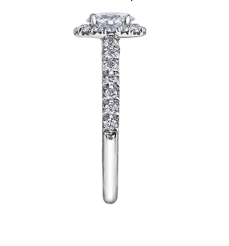 18K White Gold/Palladium Alloy (hypoallergenic) 1.00cttw Oval Shape Halo Diamond Ring - Gold /