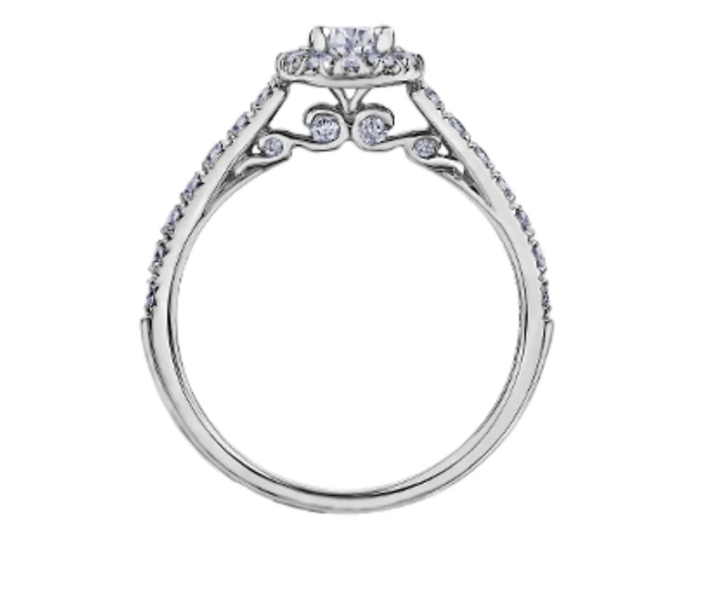 18K White Gold/Palladium Alloy (hypoallergenic) 1.00cttw Pear Shape Halo Diamond Ring - Gold /
