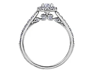 18K White Gold/Palladium Alloy (hypoallergenic) 1.00cttw Pear Shape Halo Diamond Ring - Gold /