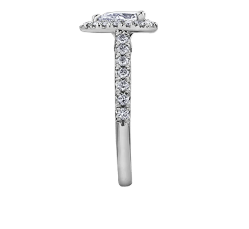 18K White Gold/Palladium Alloy (hypoallergenic) 1.00cttw Pear Shape Halo Diamond Ring - Gold /