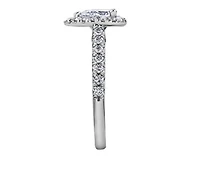 18K White Gold/Palladium Alloy (hypoallergenic) 1.00cttw Pear Shape Halo Diamond Ring - Gold /
