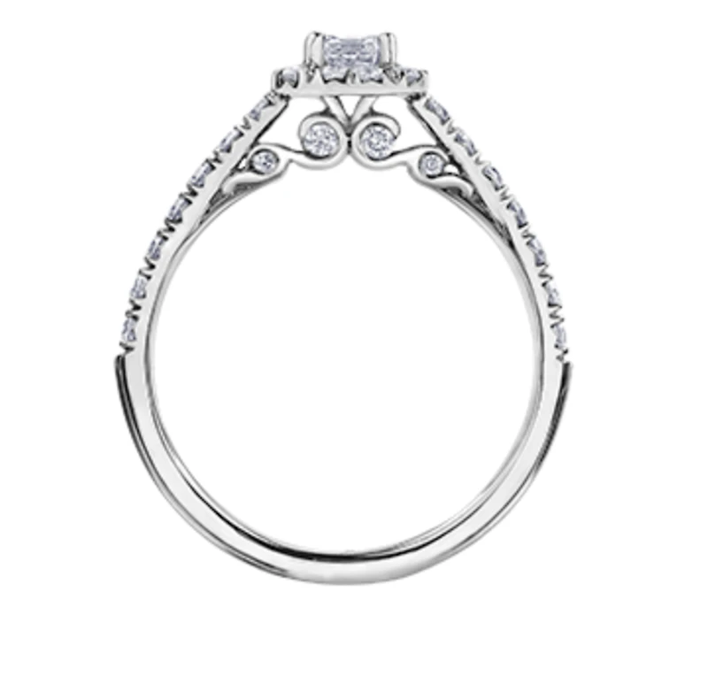 18K White Gold/Palladium Alloy (hypoallergenic) 1.00cttw Emerald Cut Halo Diamond Ring - Gold /