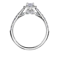 18K White Gold/Palladium Alloy (hypoallergenic) 1.00cttw Emerald Cut Halo Diamond Ring - Gold /