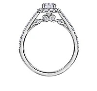18K White Gold/Palladium Alloy (hypoallergenic) 1.00cttw Round Brilliant Halo Diamond Ring - Gold /