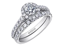18K White Gold/Palladium Alloy (hypoallergenic) 1.00cttw Round Brilliant Halo Diamond Ring - Gold /