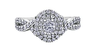 18K White Gold/Palladium Alloy (hypoallergenic) 1.00cttw Oval Double Halo Diamond Ring - Gold /