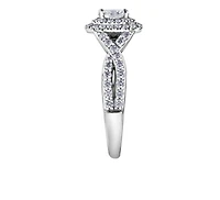 18K White Gold/Palladium Alloy (hypoallergenic) 1.00cttw Oval Double Halo Diamond Ring - Gold /