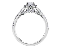 18K White Gold/Palladium Alloy (hypoallergenic) 1.00cttw Cushion Shape Halo Diamond Ring - Gold /