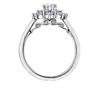 18K White Gold/Palladium Alloy (hypoallergenic) 1.15-1.39cttw Oval Shape Diamond Cluster Ring - Gold / 1.15 Carat Total