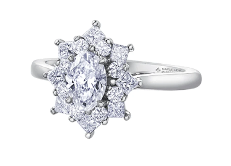 18K White Gold/Palladium Alloy (hypoallergenic) 1.15-1.39cttw Oval Shape Diamond Cluster Ring - Gold / 1.15 Carat Total