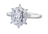 18K White Gold/Palladium Alloy (hypoallergenic) 1.15-1.39cttw Oval Shape Diamond Cluster Ring - Gold / 1.15 Carat Total