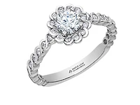 18K White Gold/Palladium Alloy (hypoallergenic) 0.83cttw Round Brilliant Diamond Halo Ring - Gold /