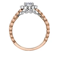 18K White Gold/Palladium Alloy (hypoallergenic) 0.83cttw Round Brilliant Diamond Halo Ring - Gold /