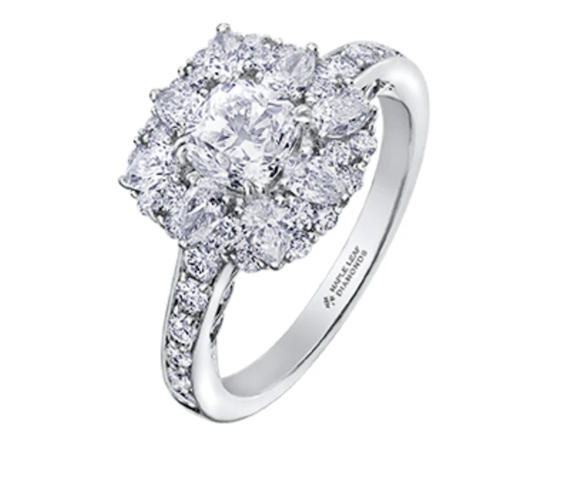 18K White Gold/Palladium Alloy (hypoallergenic) 1.50-2.31cttw Cushion Cut Diamond Halo Ring - Gold / 1.50 Carat Total