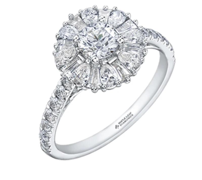 18K White Gold/Palladium Alloy (hypoallergenic) 1.50cttw Round Brilliant Diamond Halo Ring - Gold /